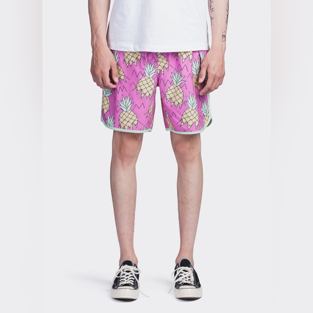 Urban Outfitters X Sovereign Code JOYRIDE SWIM SHORT PINEAPPLE PINK GLOW/ PINK